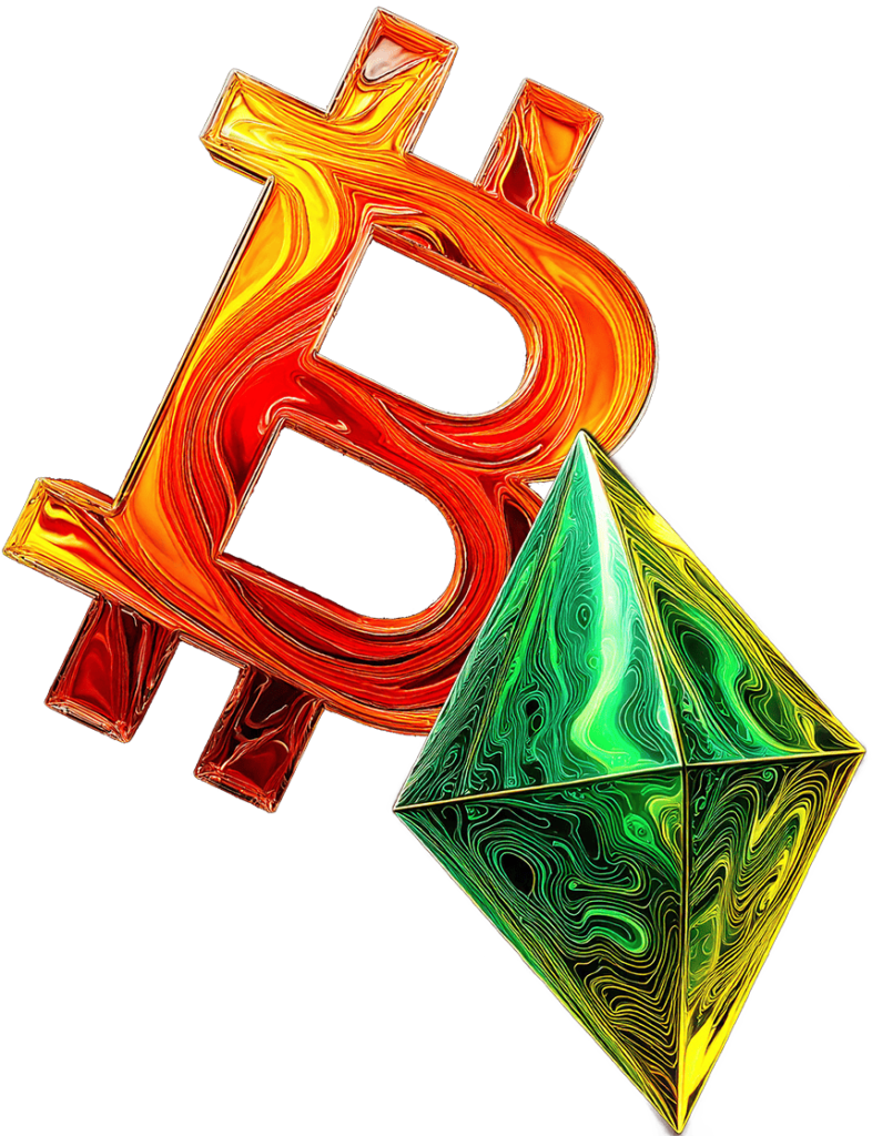 Bitcoin and Ethereum logos