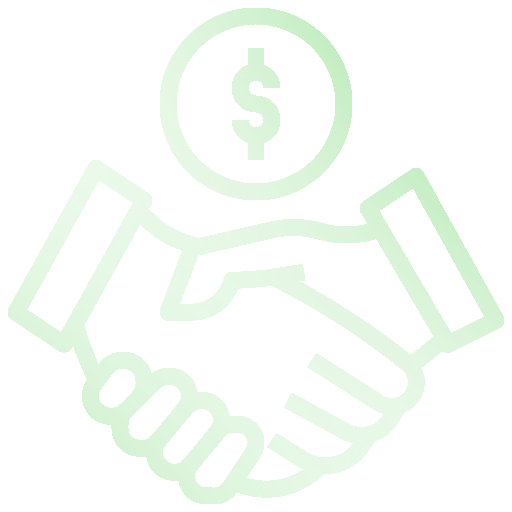 HANDSHAKE ICON WITH DOLLAR COIN OVER IT